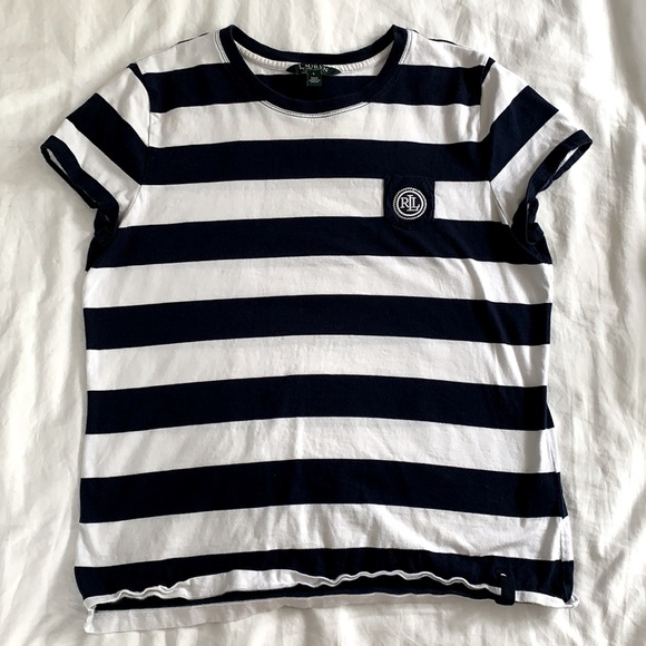 Ralph Lauren navy and white stripped tee - Picture 1 of 4
